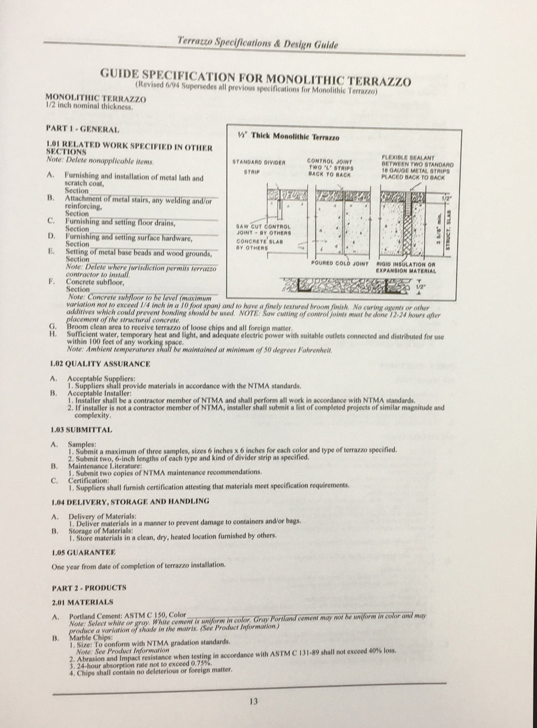Terrazzo Specifications and Design Guide, 1999