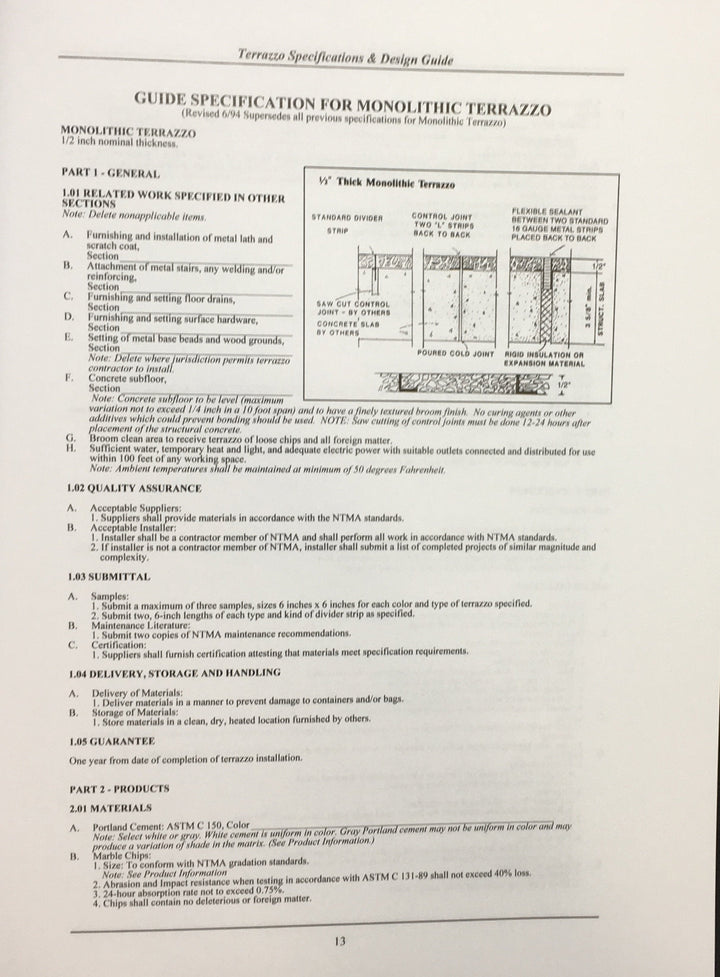 Terrazzo Specifications and Design Guide, 1999